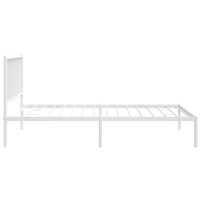 Metal Bed Frame with Headboard White 100x190 cm.