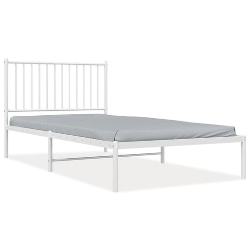 Metal Bed Frame with Headboard White 100x200 cm.