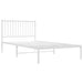 Metal Bed Frame with Headboard White 100x200 cm.