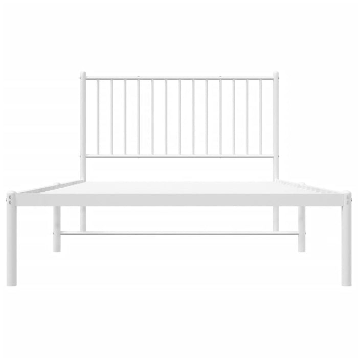 Metal Bed Frame with Headboard White 107x203 cm.
