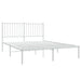 Bed Frame with Headboard White 196x142x90.5 cm Steel.