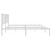 Bed Frame with Headboard White 196x142x90.5 cm Steel.