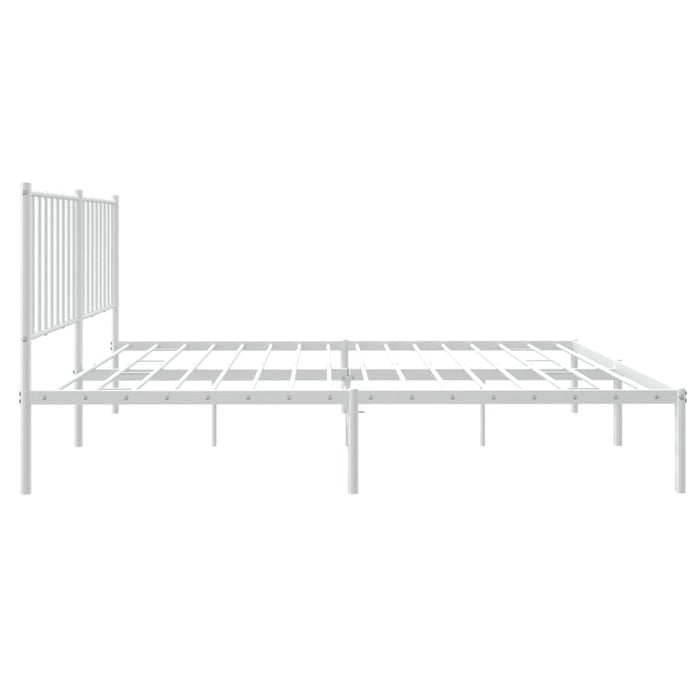 Bed Frame with Headboard White 206x146x90.5 cm Steel.