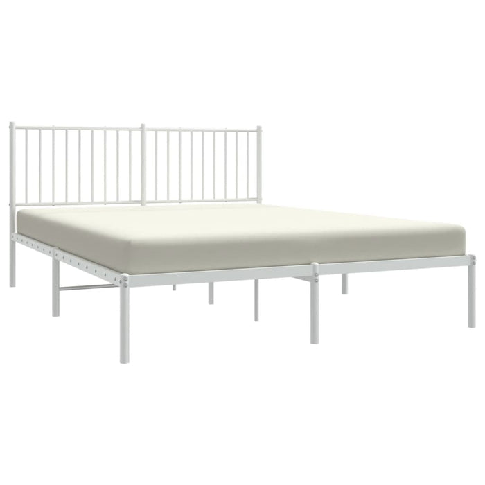 Bed Frame with Headboard White 208x168x90.5 cm Steel.