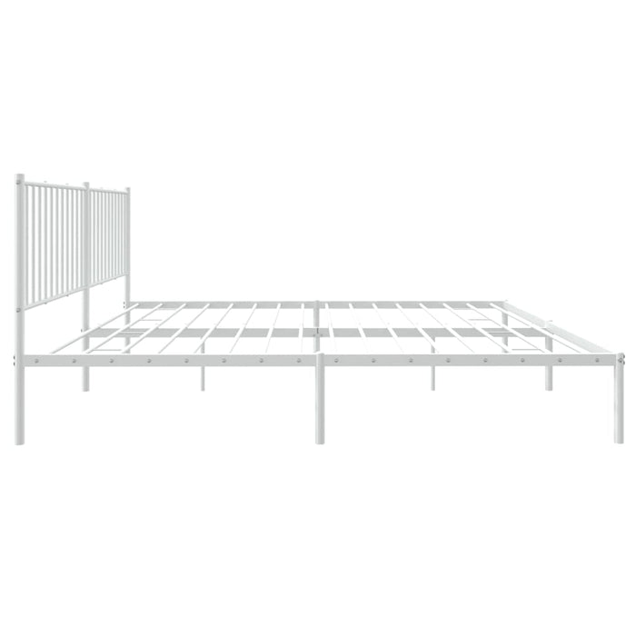 Metal Bed Frame with Headboard White 180x200 cm 6FT Super King.