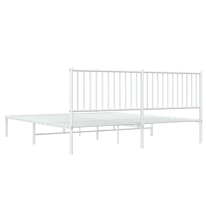 Metal Bed Frame with Headboard White 183x213 cm.