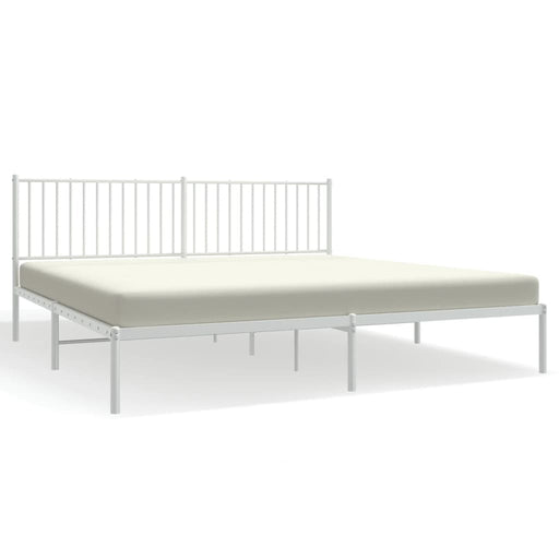 Metal Bed Frame with Headboard White 193x203 cm.