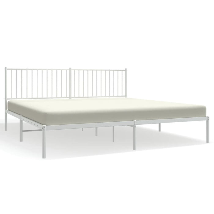 Bed Frame with Headboard White 208x208x90.5 cm Steel.