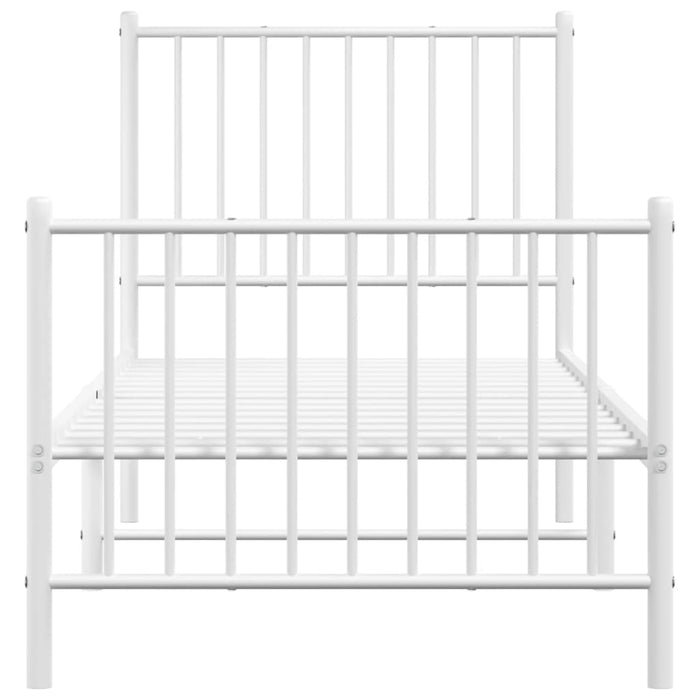 Bed Frame with Headboard and Footboard White Steel.