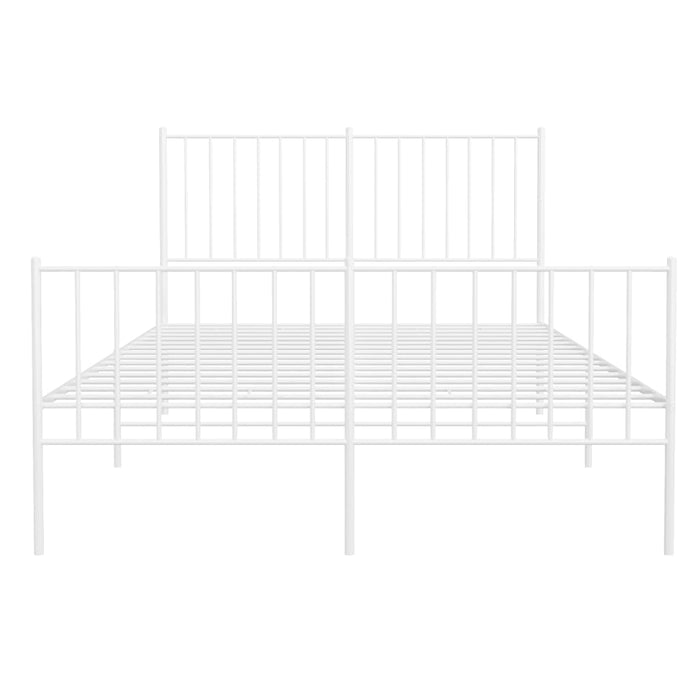 Metal Bed Frame with Headboard and Footboard White 120x190 cm 4FT Small Double.