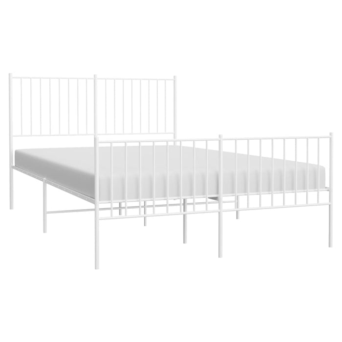 Metal Bed Frame with Headboard and Footboard White 135x190 cm.