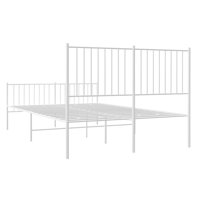 Metal Bed Frame with Headboard and Footboard White 135x190 cm.