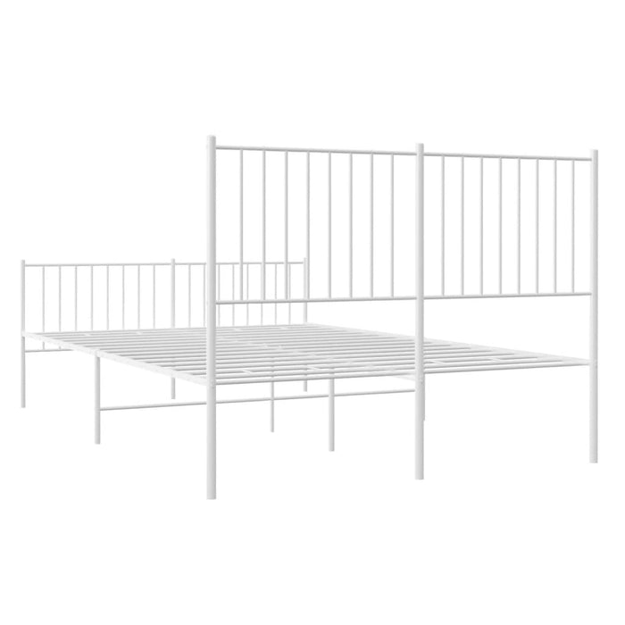 Metal Bed Frame with Headboard and Footboard White 140x200 cm.