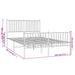 Metal Bed Frame with Headboard and Footboard White 140x200 cm.