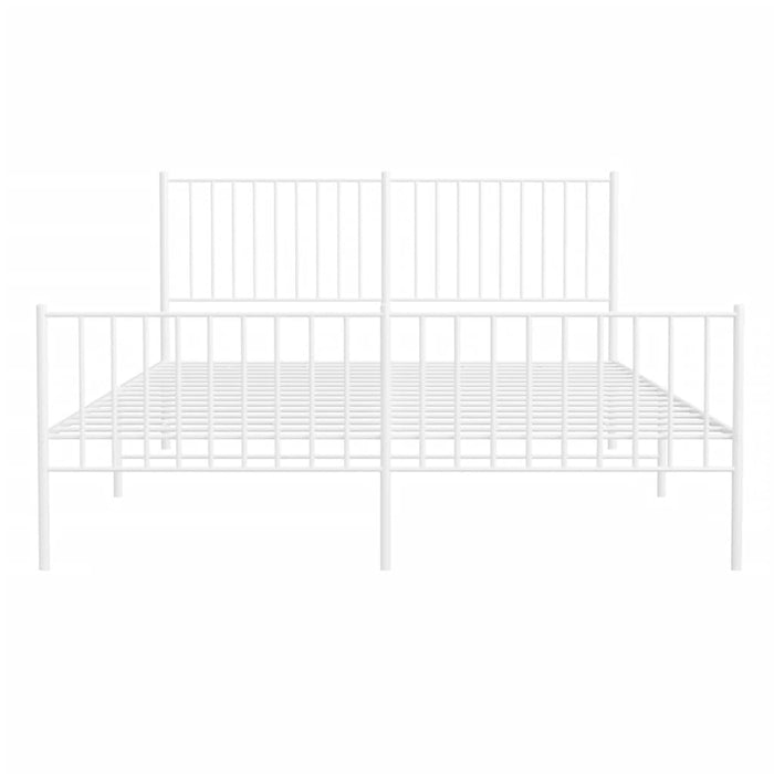 Metal Bed Frame with Headboard and Footboard White 150x200 cm 5FT King Size.