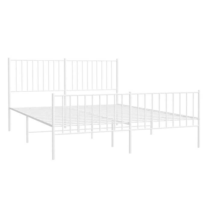 Metal Bed Frame with Headboard and Footboard White 160x200 cm.