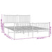 Metal Bed Frame with Headboard and Footboard White 160x200 cm.
