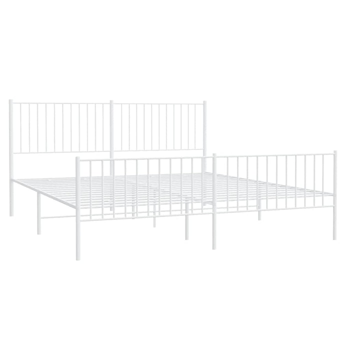 Metal Bed Frame with Headboard and Footboard White 180x200 cm.