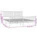 Metal Bed Frame with Headboard and Footboard White 180x200 cm.