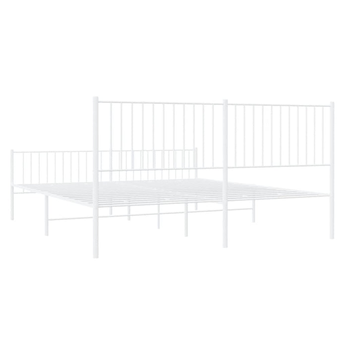 Metal Bed Frame with Headboard and Footboard White 183x213 cm.