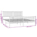 Metal Bed Frame with Headboard and Footboard White 193x203 cm.
