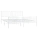 Metal Bed Frame with Headboard and Footboard White 200x200 cm.