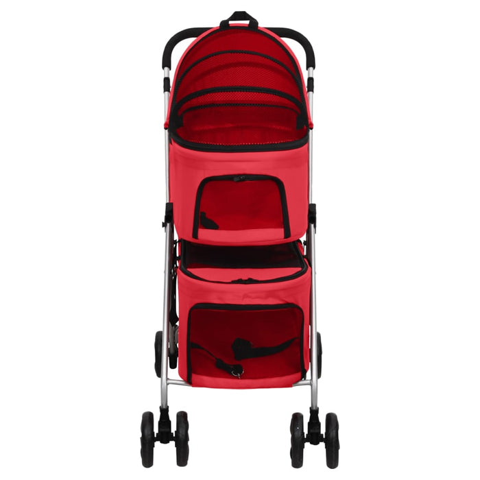 2-Layers Folding Dog Stroller Red Oxford Fabric 83 cm