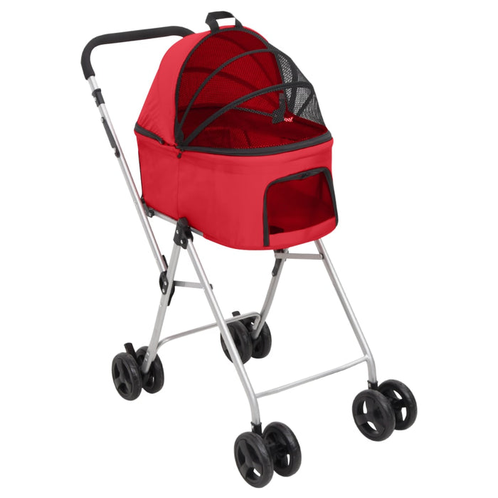 2-Layers Folding Dog Stroller Red Oxford Fabric 83 cm