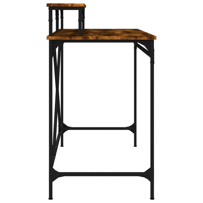 Desk Smoked Oak Engineered Wood and Iron 100 cm