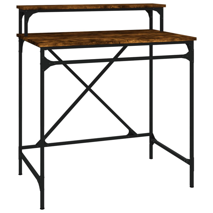 Desk Smoked Oak Engineered Wood and Iron 80 cm