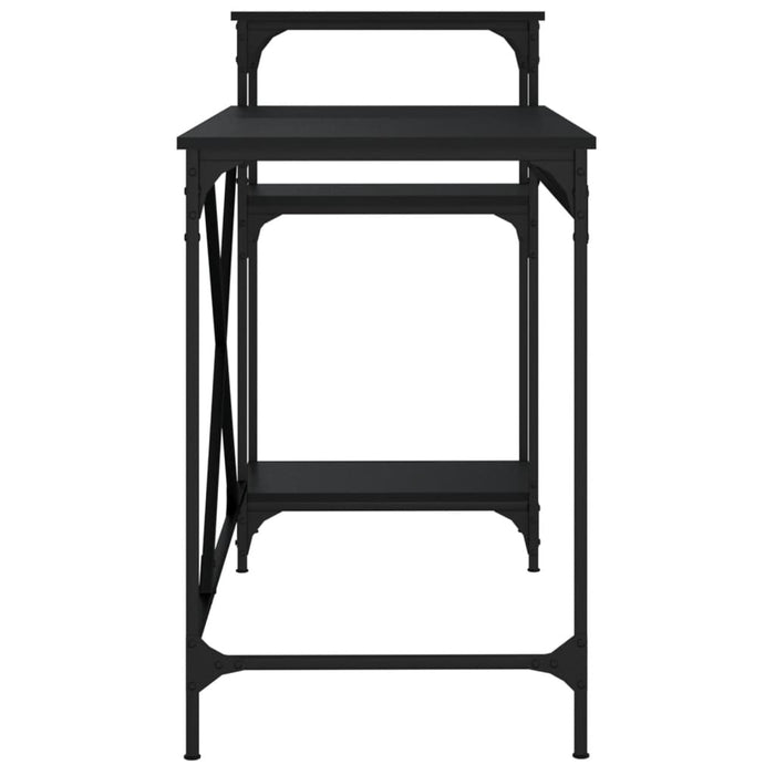 Desk with Shelves Black Engineered Wood&Iron 135 cm