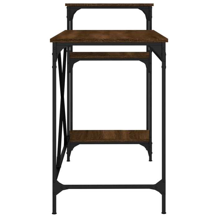 Desk with Shelves Brown Oak Engineered Wood&Iron 135 cm