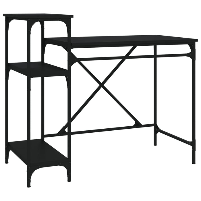 Desk with Shelves Black Engineered Wood&Iron 105 cm