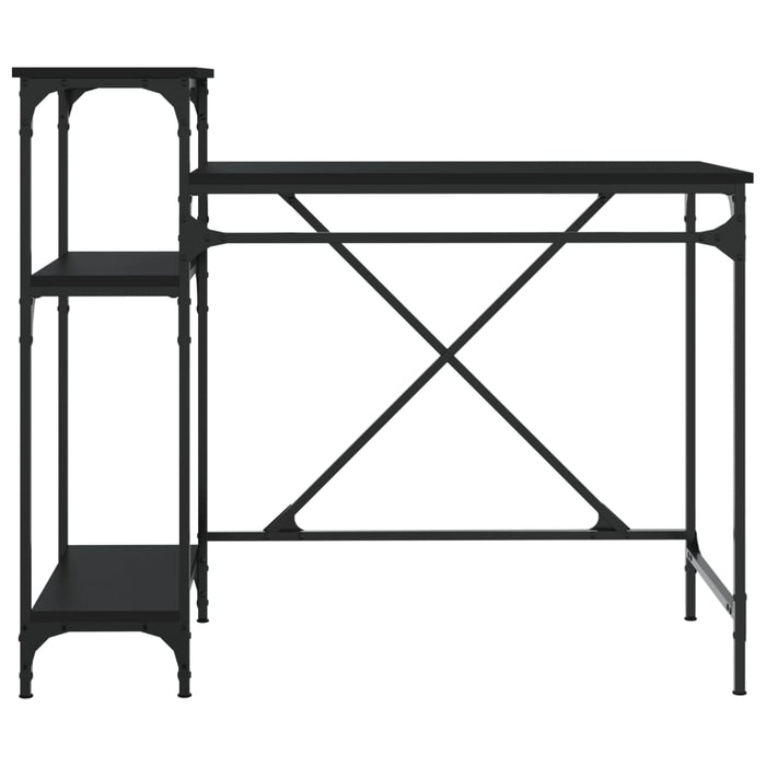 Desk with Shelves Black Engineered Wood&Iron 105 cm