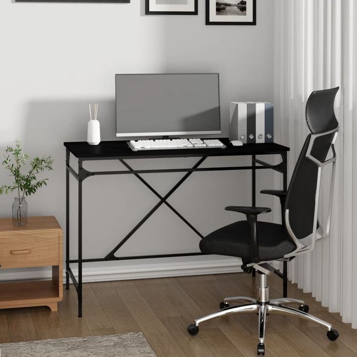 Desk Black Engineered Wood and Iron 100 cm