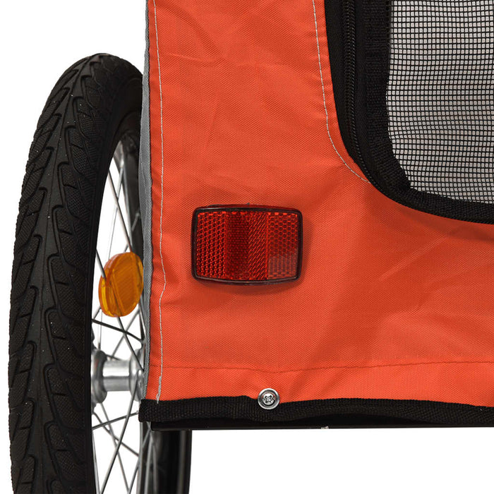 Dog Bike Trailer Orange and Grey Oxford Fabric&Iron