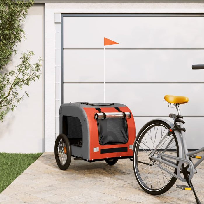 Dog Bike Trailer Orange and Grey Oxford Fabric&Iron