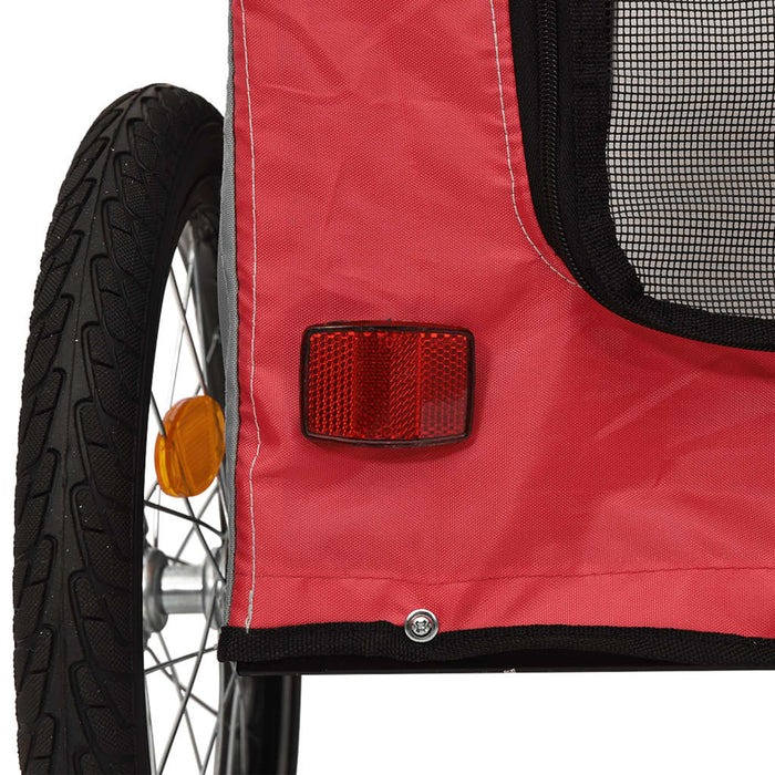 Dog Bike Trailer Red and Grey Oxford Fabric&Iron