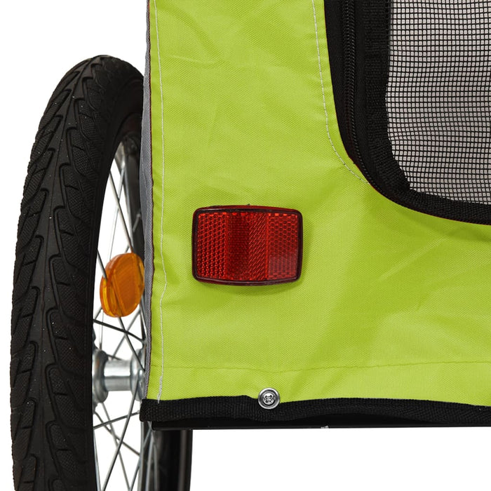 Dog Bike Trailer Green and Grey Oxford Fabric&Iron