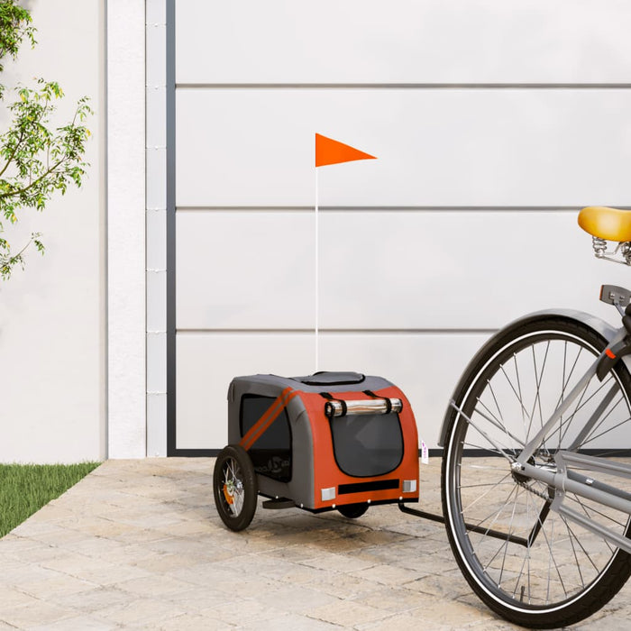 Dog Bike Trailer Orange and Grey Oxford Fabric and Iron