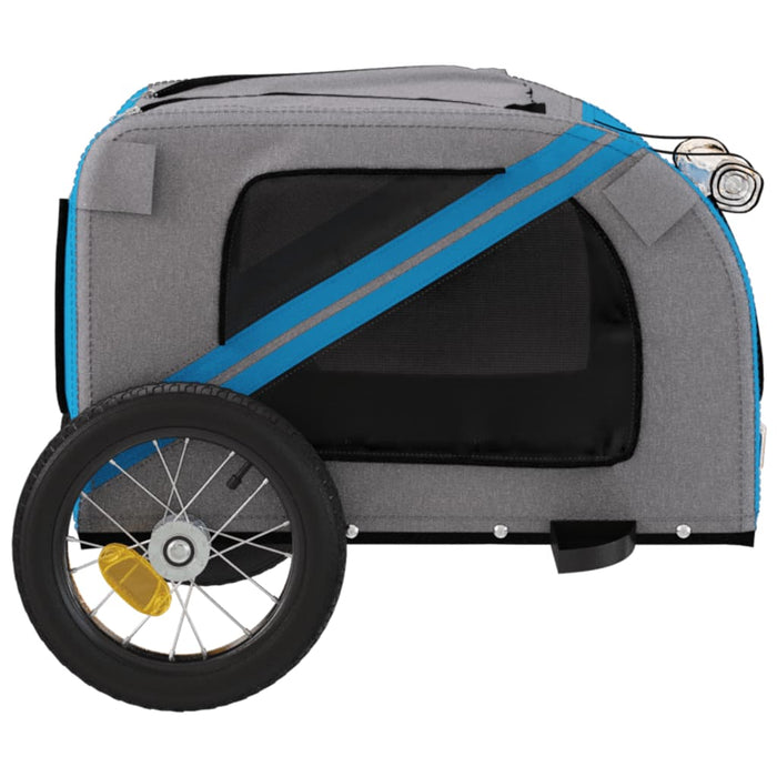 Dog Bike Trailer Blue and Grey Oxford Fabric and Iron