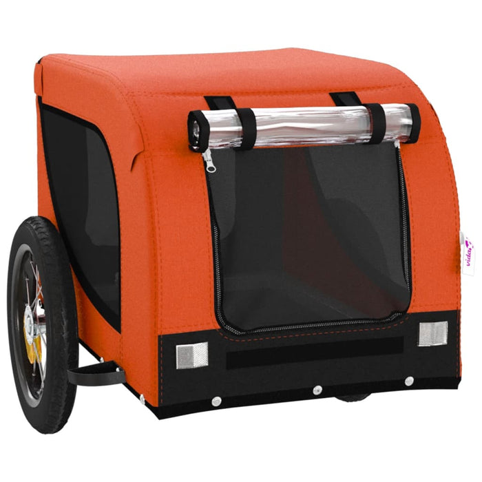 Dog Bike Trailer Orange and Black Oxford Fabric and Iron