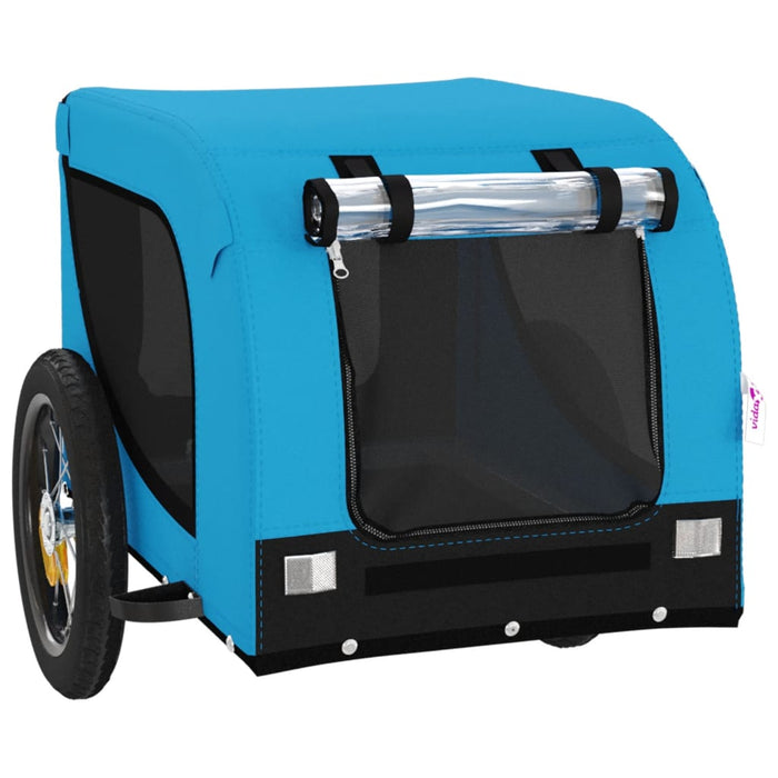 Dog Bike Trailer Blue and Black Oxford Fabric and Iron
