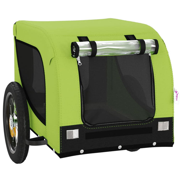 Dog Bike Trailer Green and Black Oxford Fabric and Iron