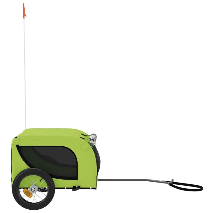 Dog Bike Trailer Green and Black Oxford Fabric and Iron