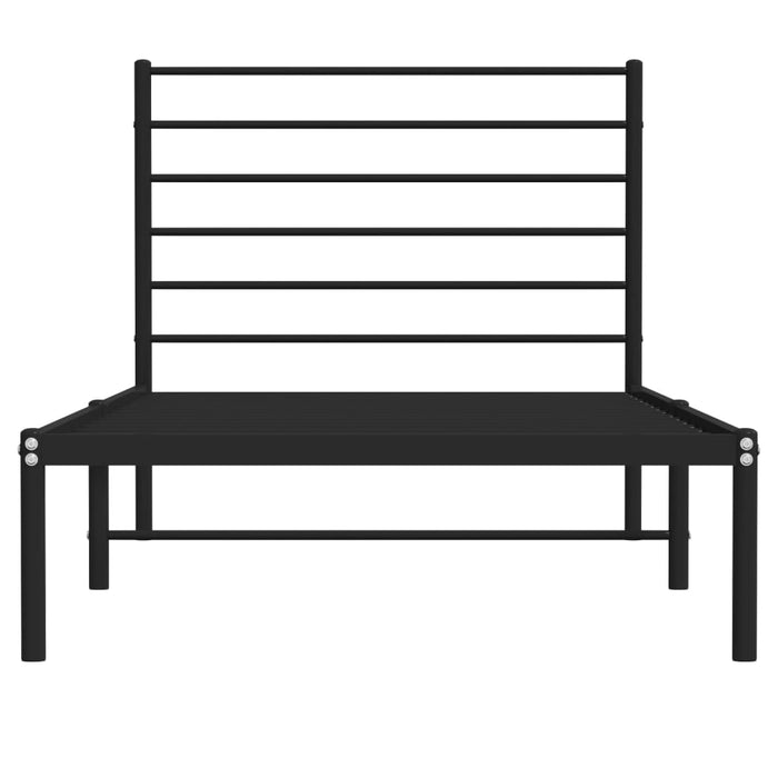 Metal Bed Frame with Headboard Black 2FT6 Small Single