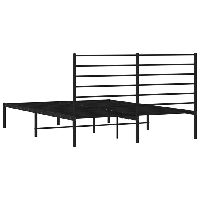 Metal Bed Frame with Headboard Black 140 cm