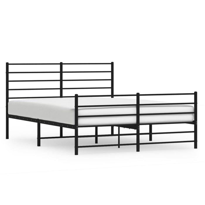 Metal Bed Frame with Headboard and Footboard Black 120 cm