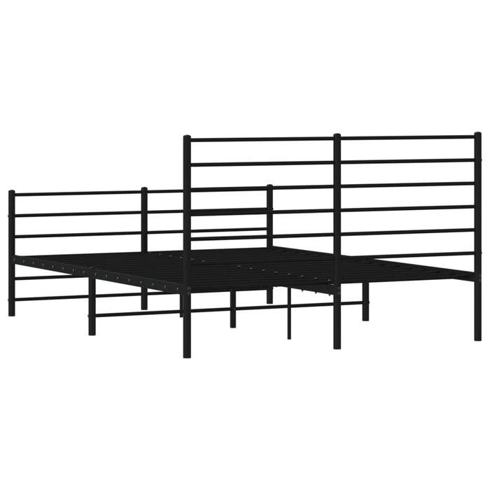 Metal Bed Frame with Headboard and Footboard Black 4FT6 Double
