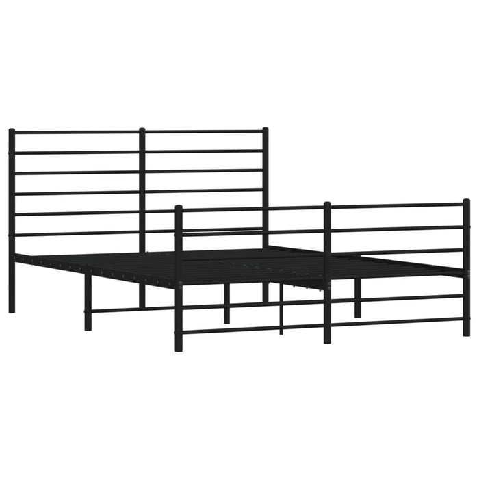 Metal Bed Frame with Headboard and Footboard Black 5FT King Size